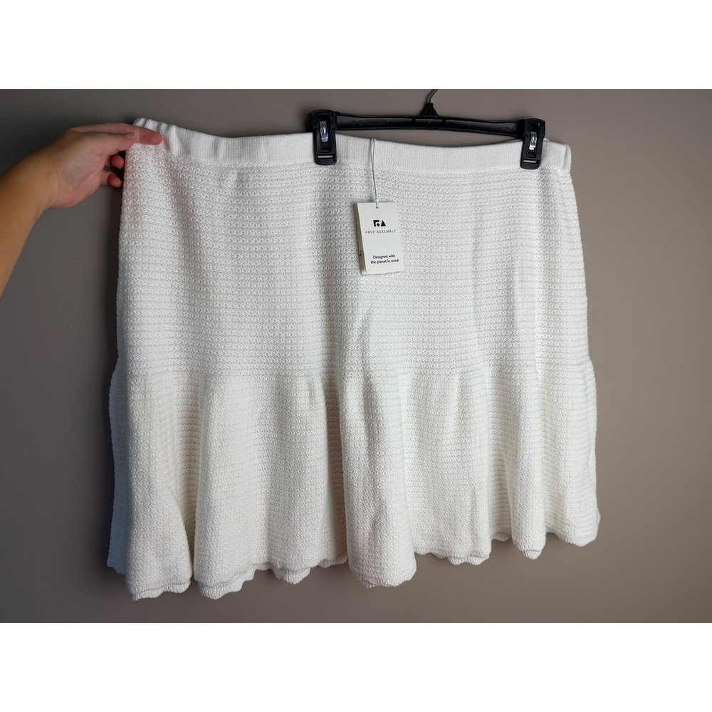 Free Assembly Cream White Knit Flare Mini Skirt Plus Size 2X NWT